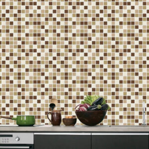 Papel De Parede Adesivo Pastilha Mesclado Marrom 300X52Cm