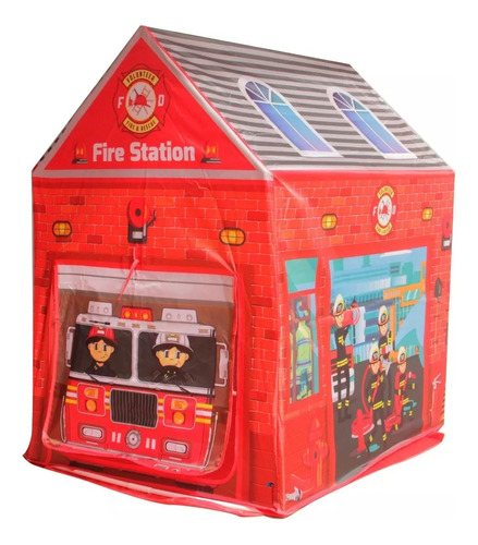 Barraca Bombeiro Cabana Infantil Playground Vermelho