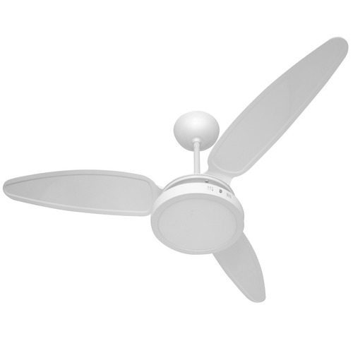 Ventilador Teto Wind Light Silent na cor branca, com 3 pás aerodinâmicas e luminária plafon LED redonda integrada.