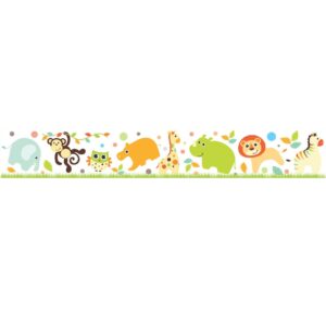 Faixa Papel De Parede Adesivo Infantil Animais Coloridos 100X15Cm