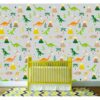 Papel de parede adesivo infantil dinossauros colorido para decoração de quarto de bebê