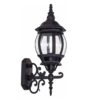 Arandela Colonial 8 Faces preta em alumínio e vidro transparente com suporte decorativo clássico para iluminação de ambientes