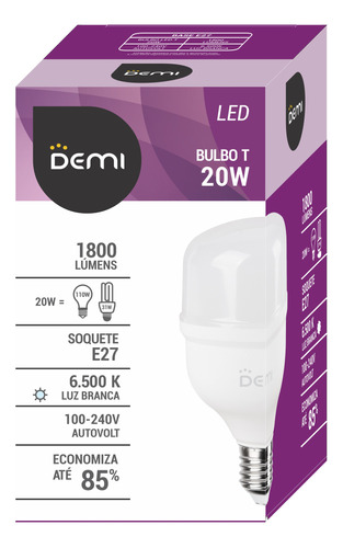 Lâmpada Bulbo Led 20w 6500k Demi E27 Economica Pra Casa Sala